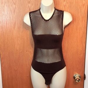NWT Zara brown mesh sleeveless bodysuit size M-L